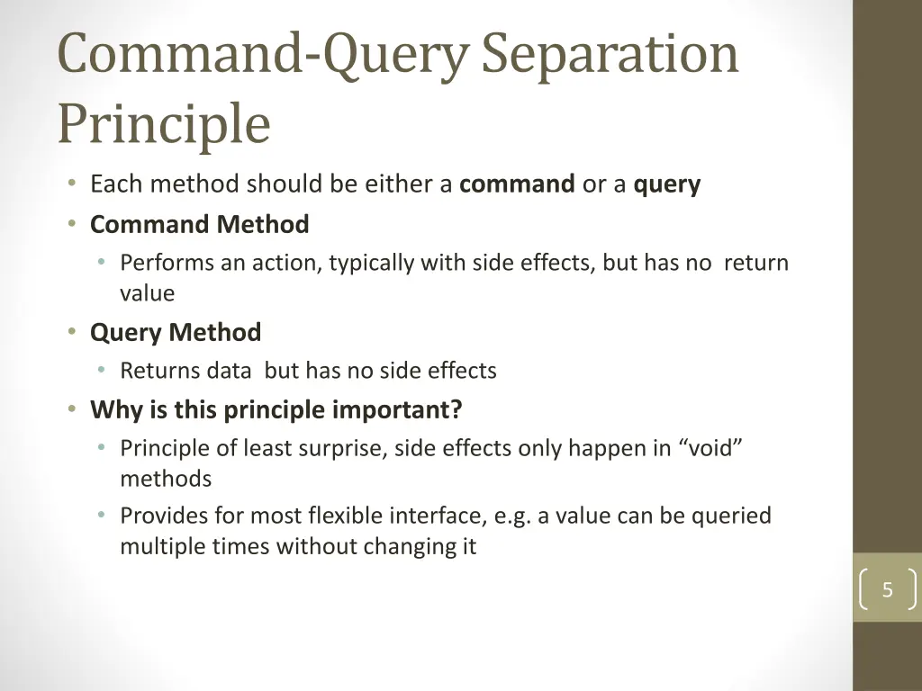 command query separation principle each method