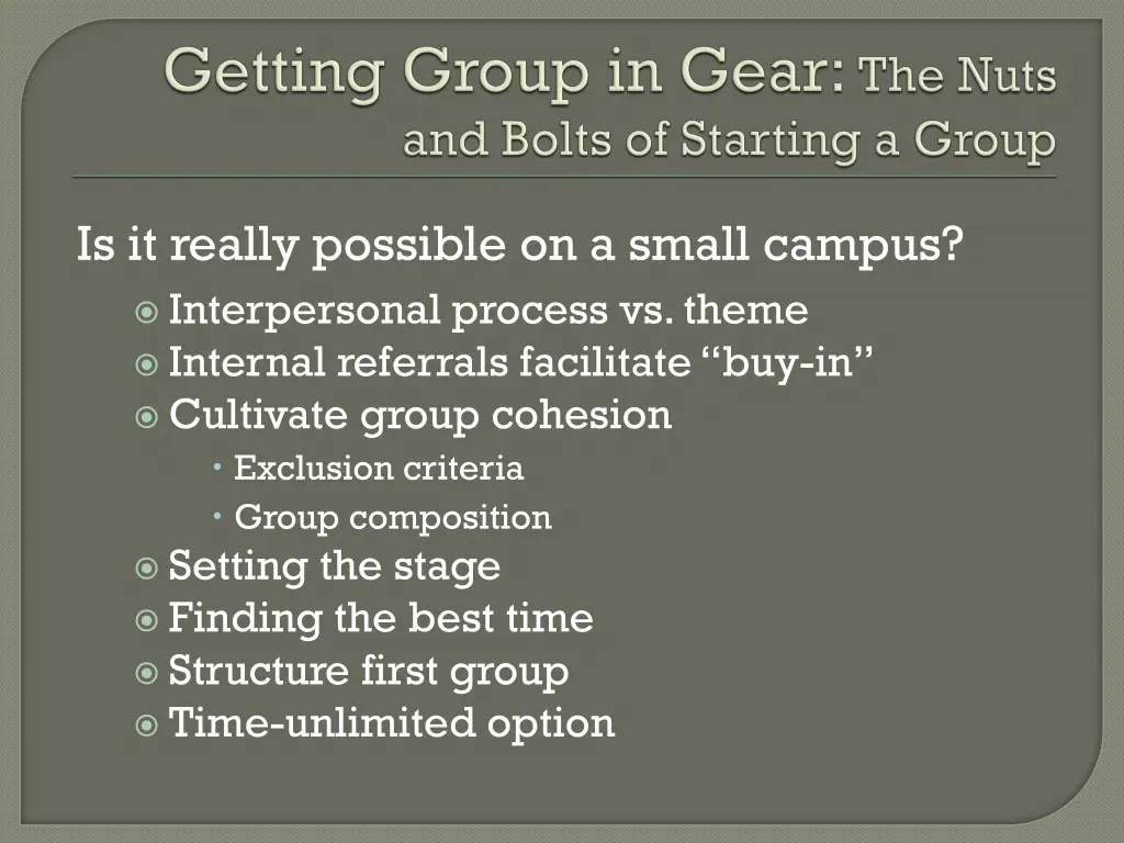 is it really possible on a small campus