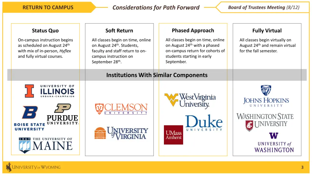 considerations for path forward