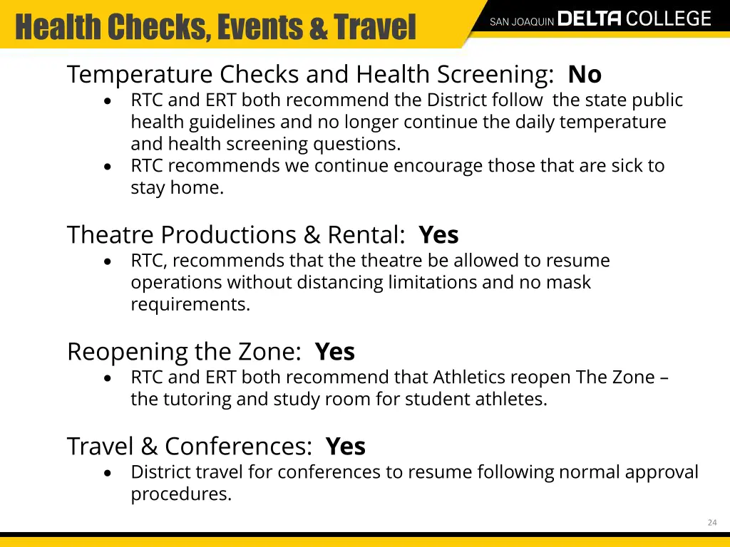 health checks events travel temperature checks
