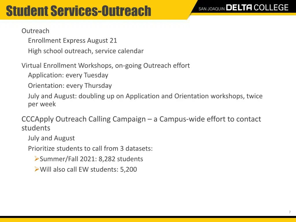 student services outreach