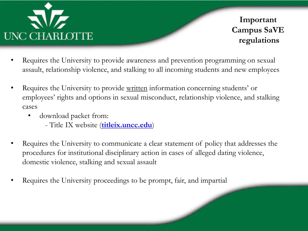 important campus save regulations