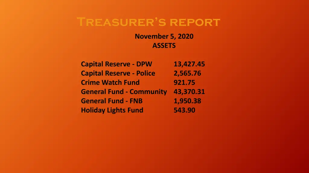 treasurer s report