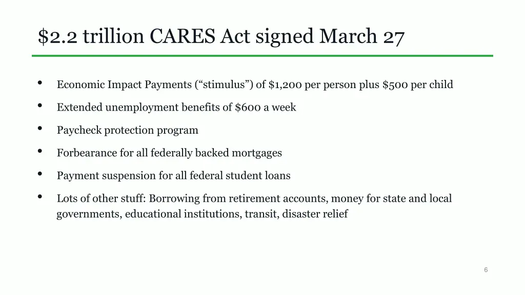 2 2 trillion cares act signed march 27