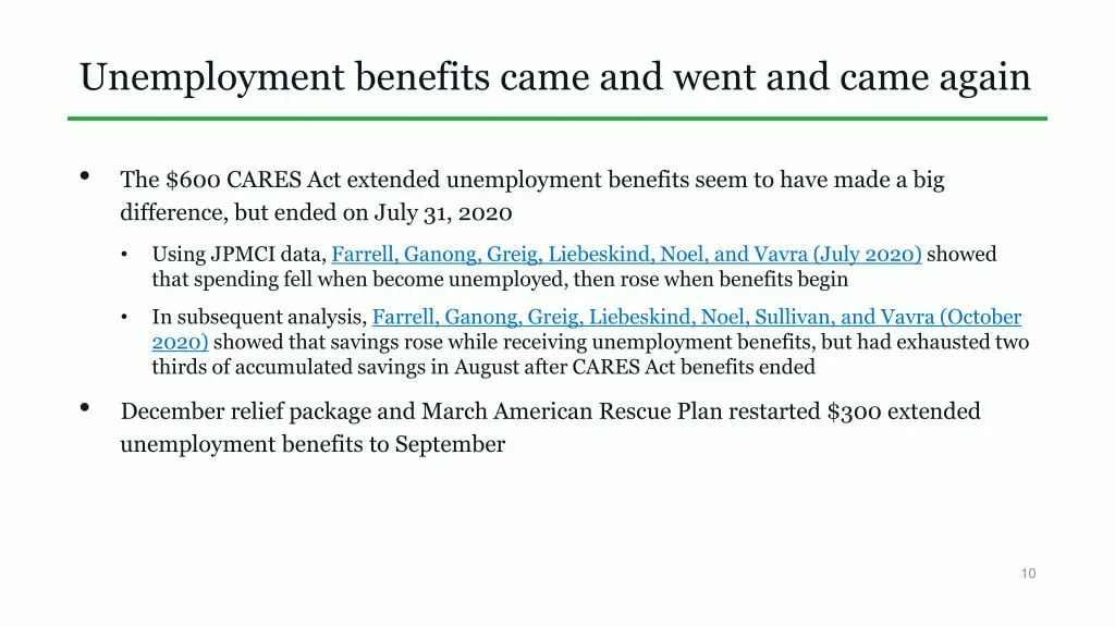 unemployment benefits came and went and came again
