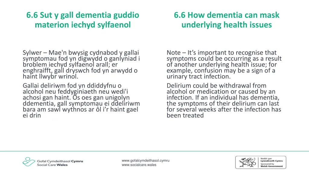 6 6 sut y gall dementia guddio materion iechyd