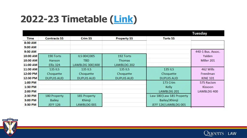 2022 23 timetable link