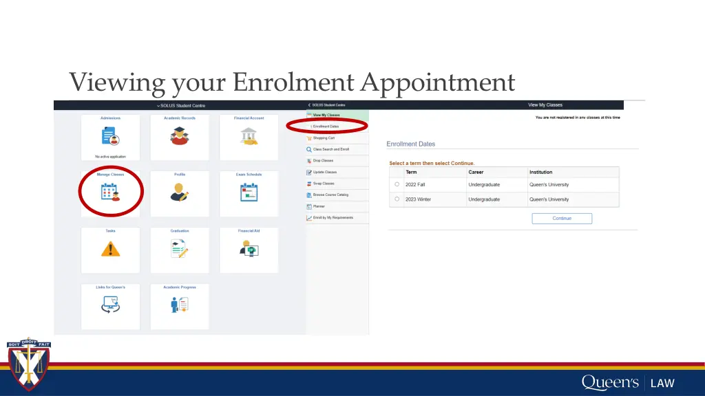 viewing your enrolment appointment