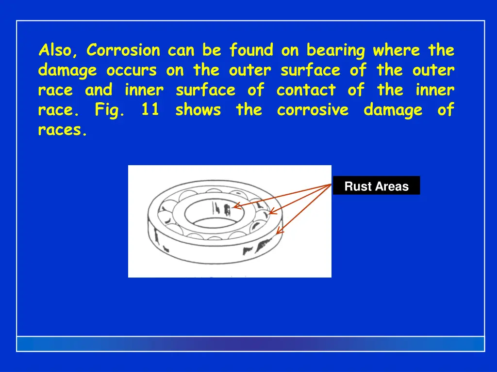 also corrosion can be found on bearing where