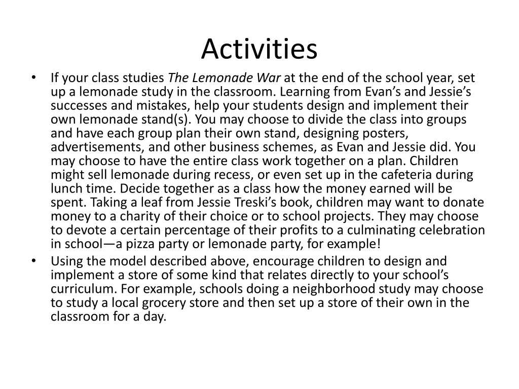 activities