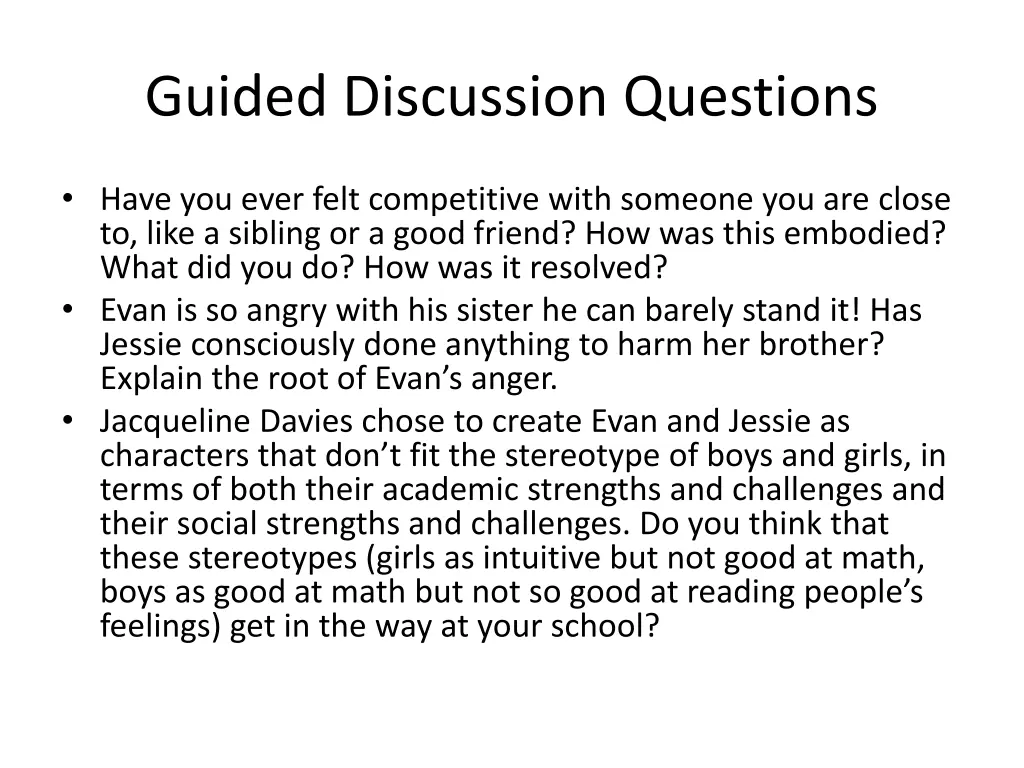 guided discussion questions