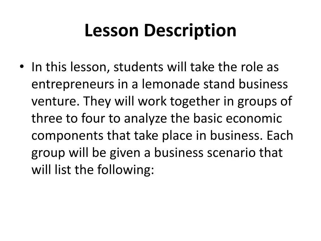 lesson description