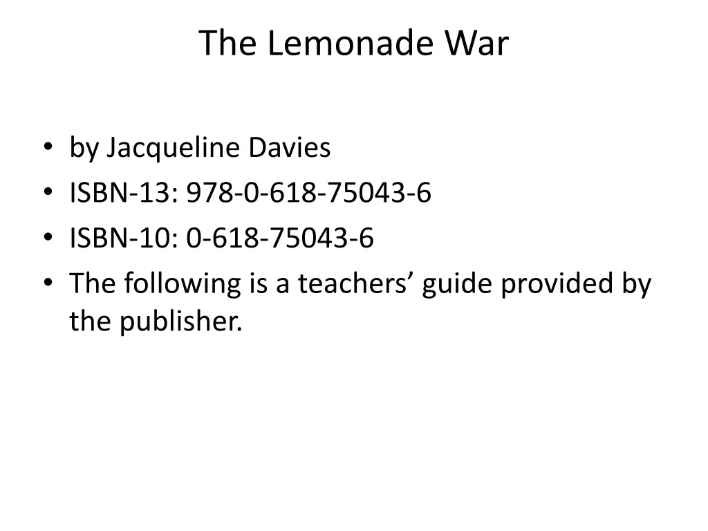 the lemonade war