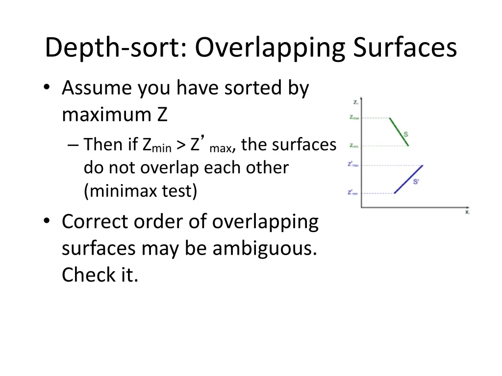 depth sort overlapping surfaces assume you have