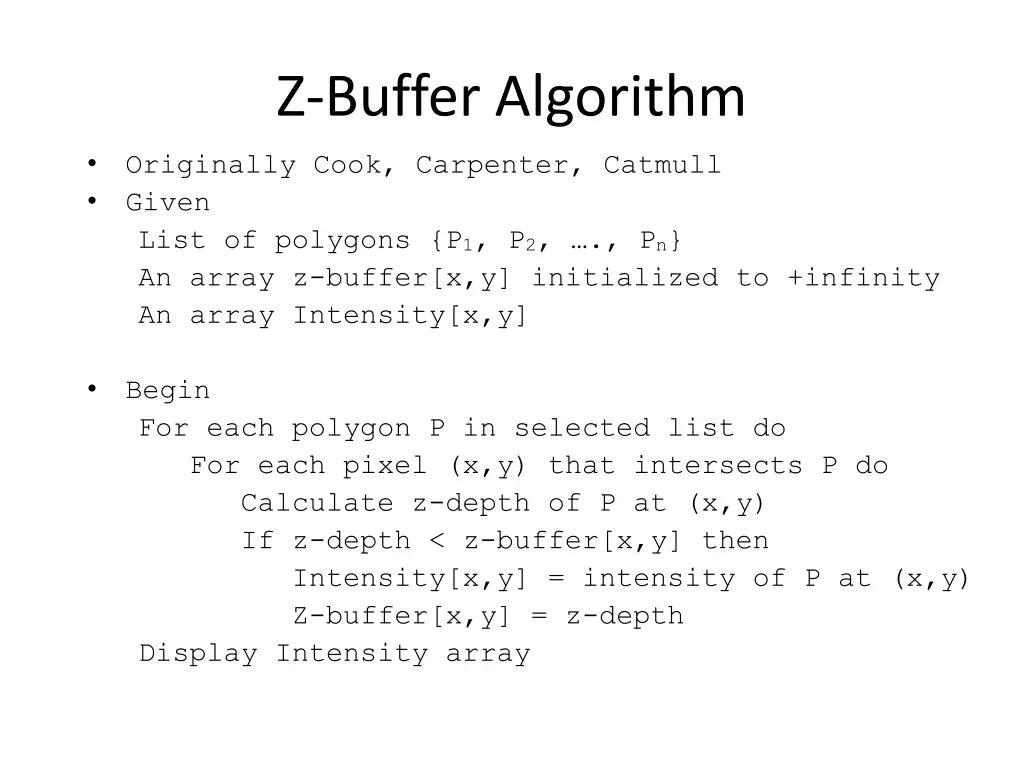 z buffer algorithm