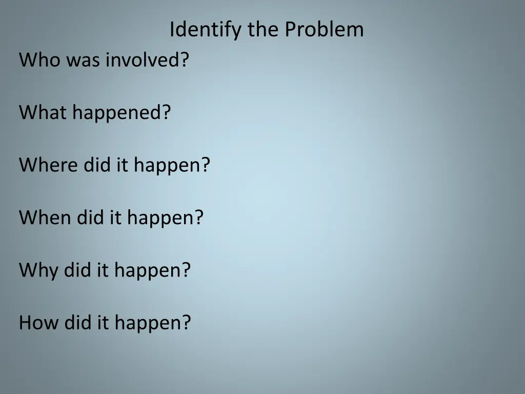 identify the problem