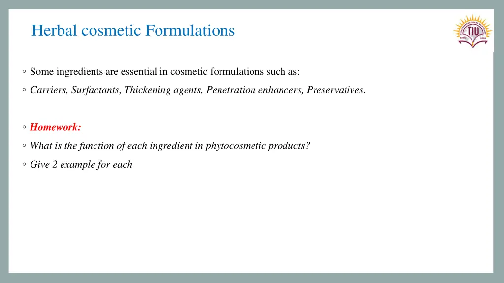 herbal cosmetic formulations