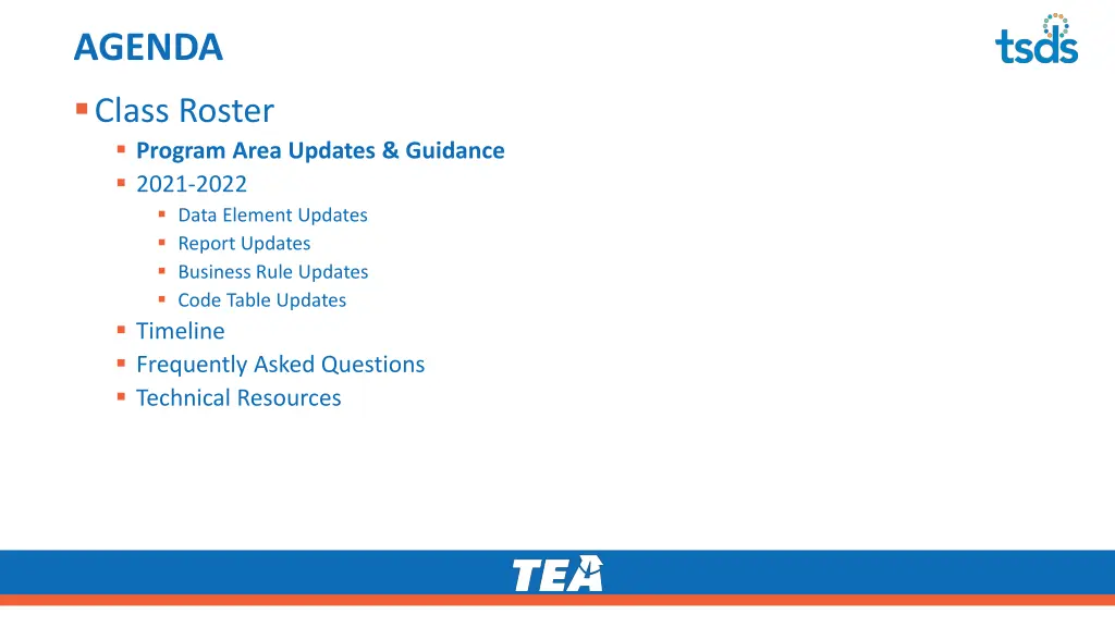 agenda class roster program area updates guidance 1