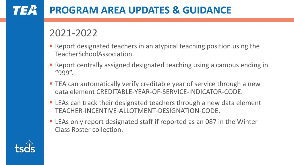 program area updates guidance 4