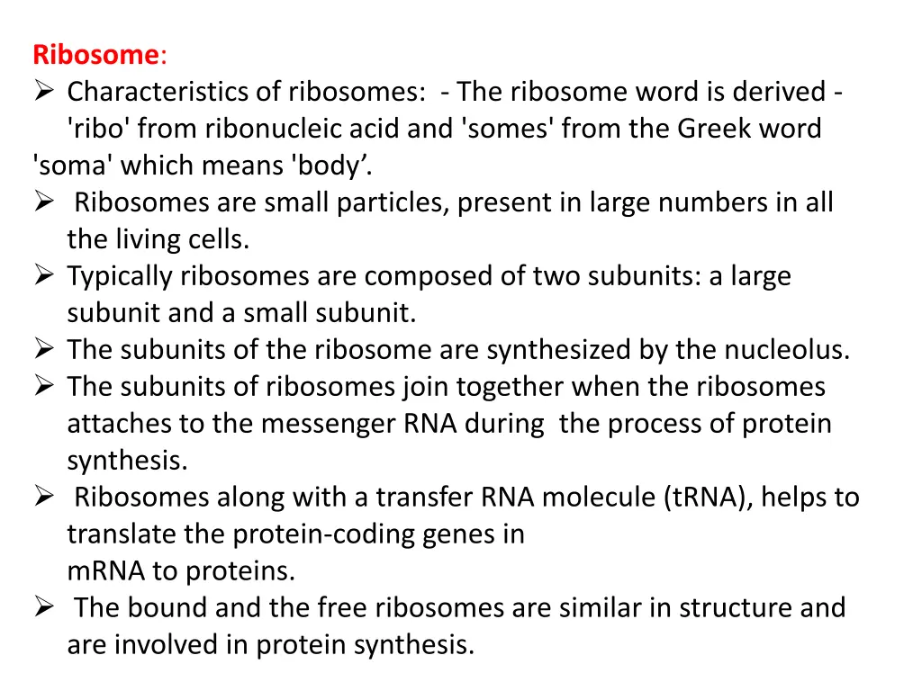 ribosome characteristics of ribosomes