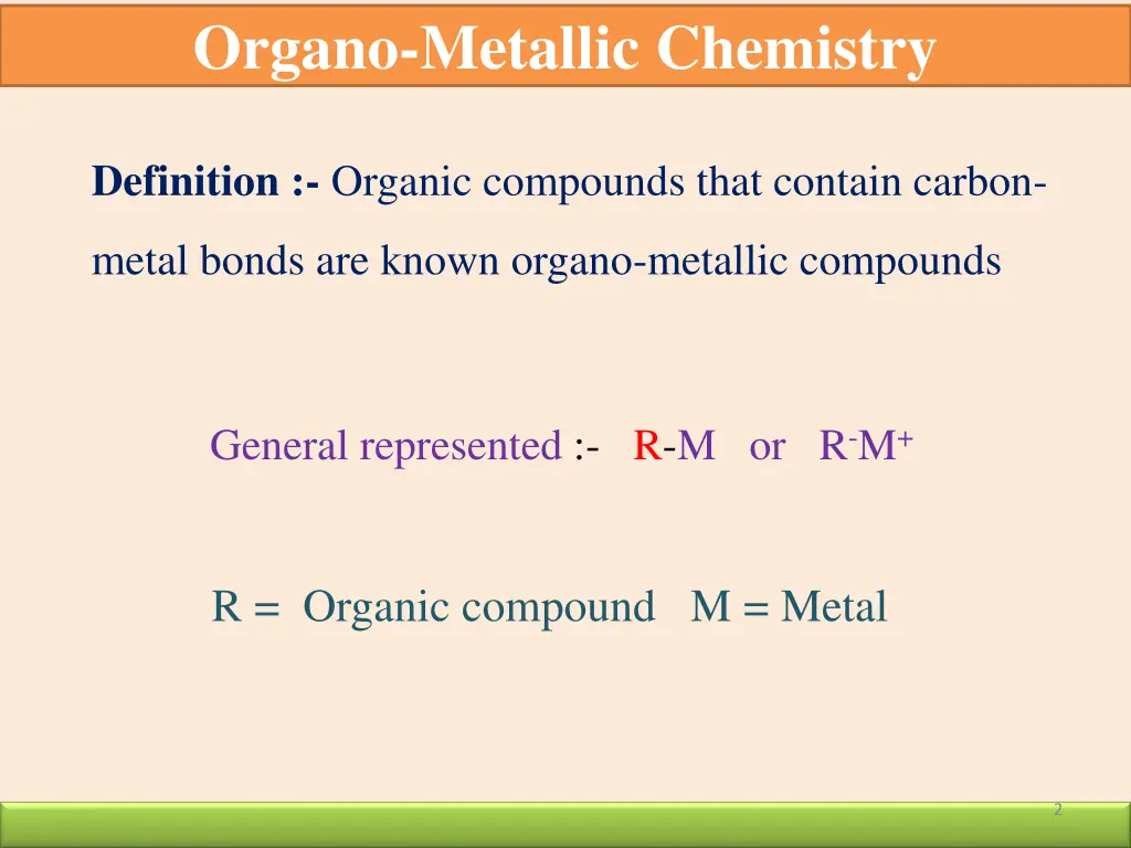 organo metallic chemistry