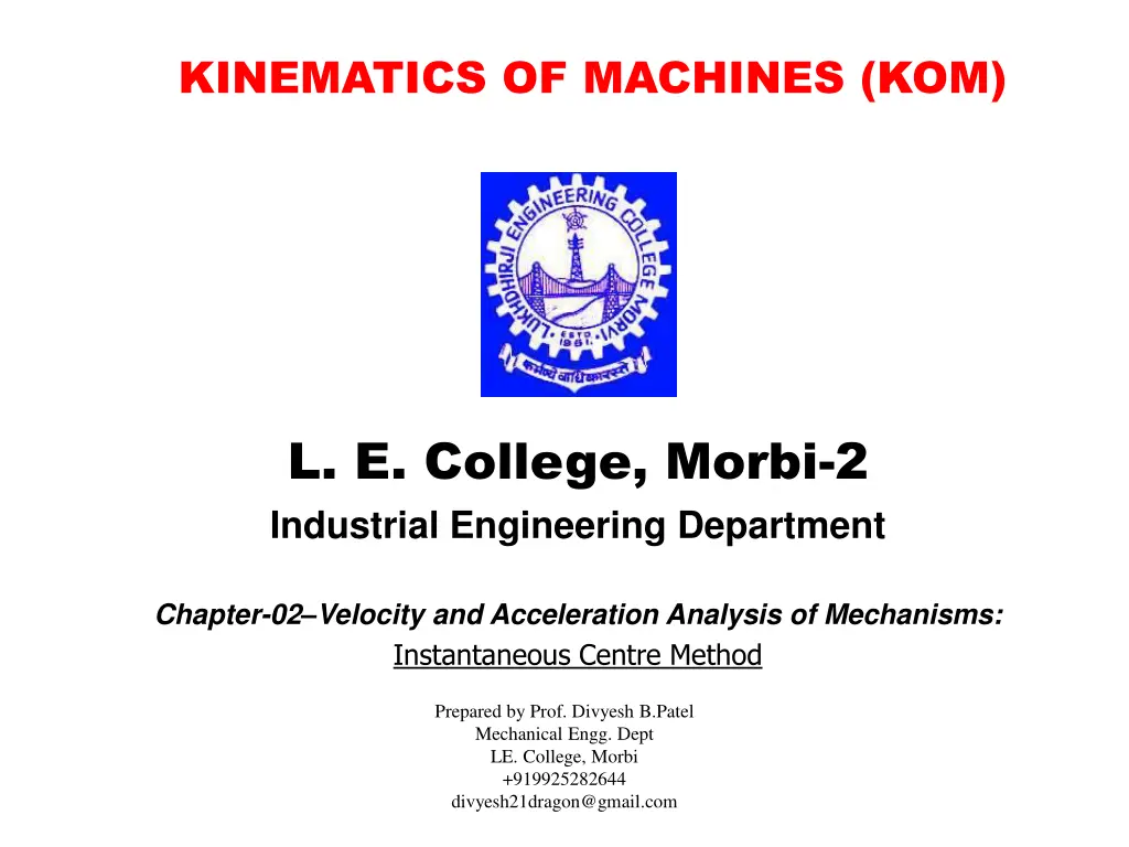 kinematics of machines kom