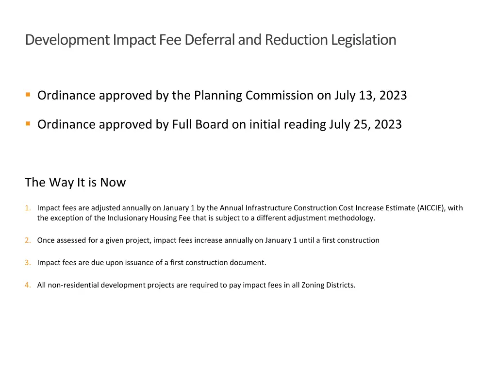 development impact fee deferral and reduction