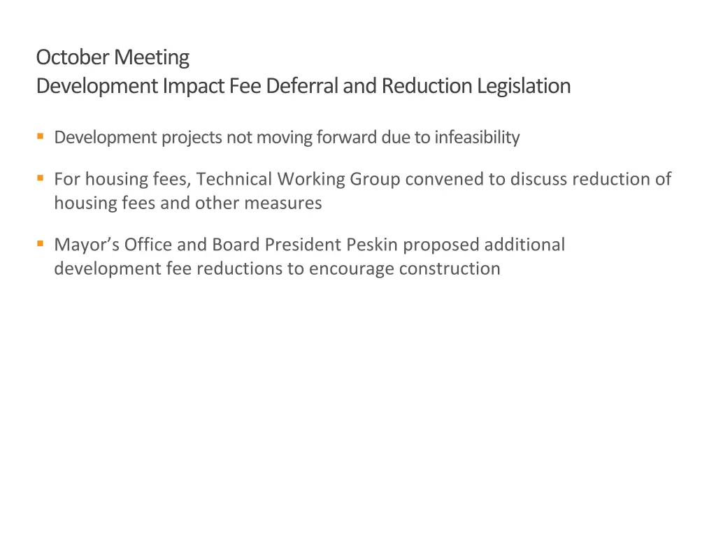october meeting development impact fee deferral