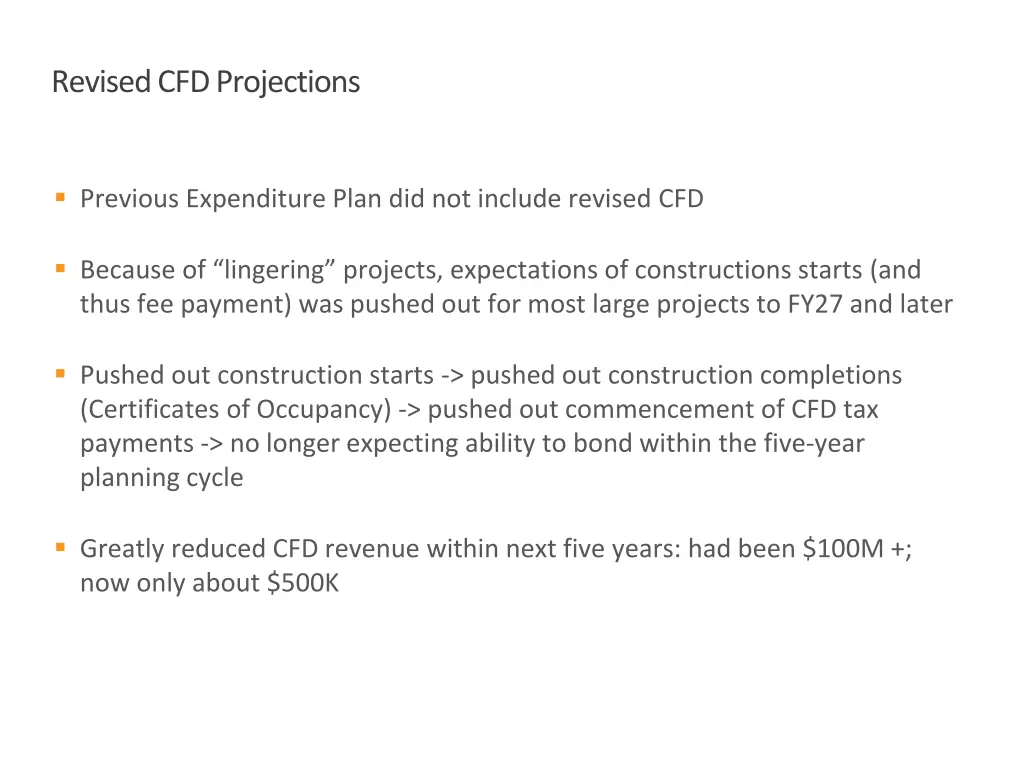 revised cfd projections