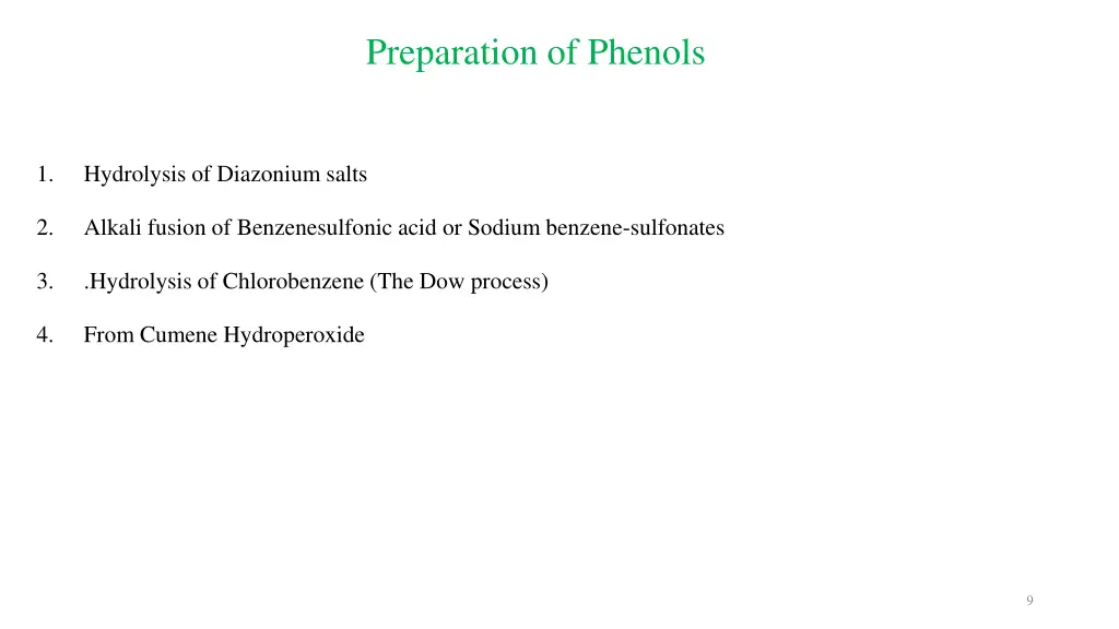 preparation of phenols