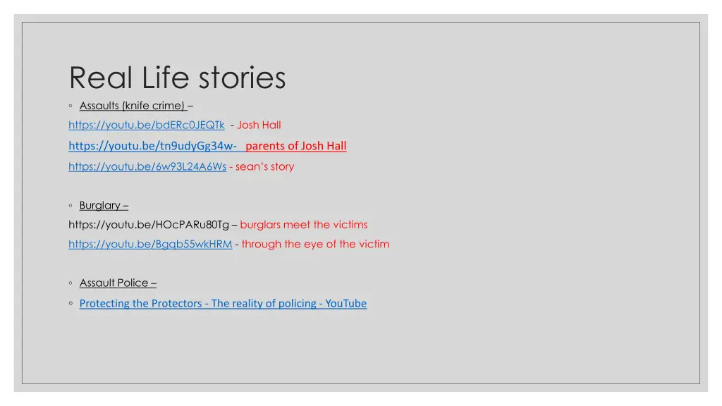 real life stories assaults knife crime