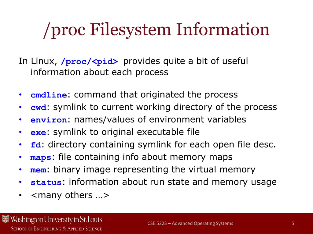 proc filesystem information