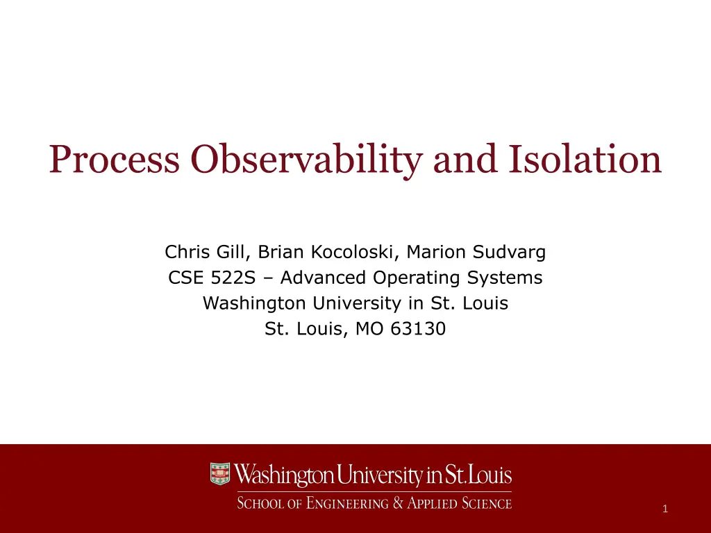process observability and isolation