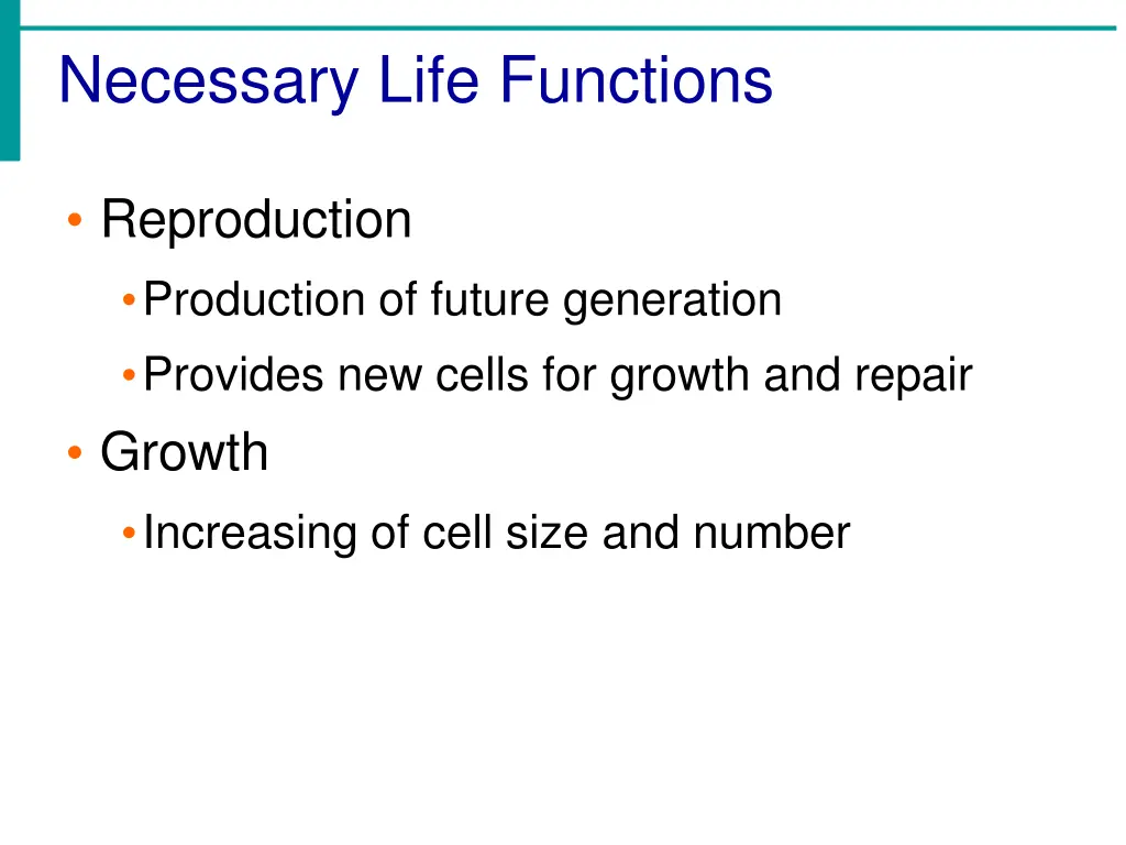 necessary life functions 1