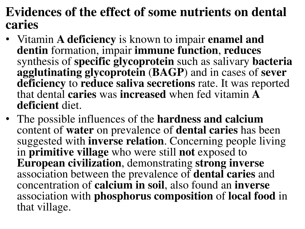 evidences of the effect of some nutrients