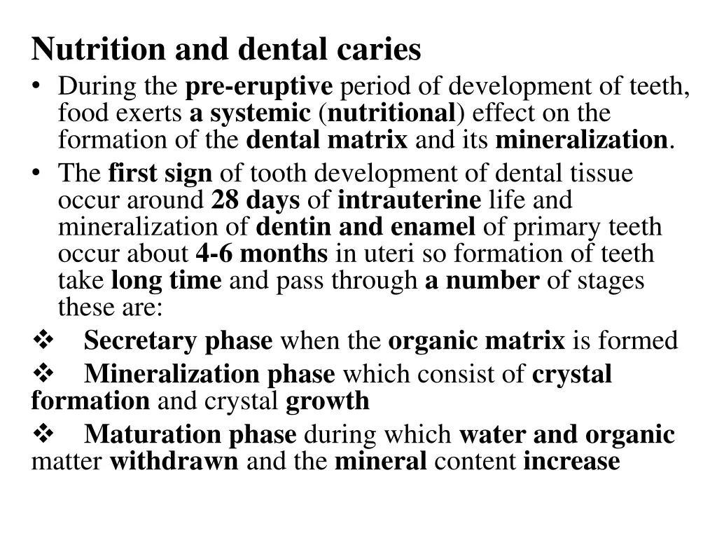 nutrition and dental caries during