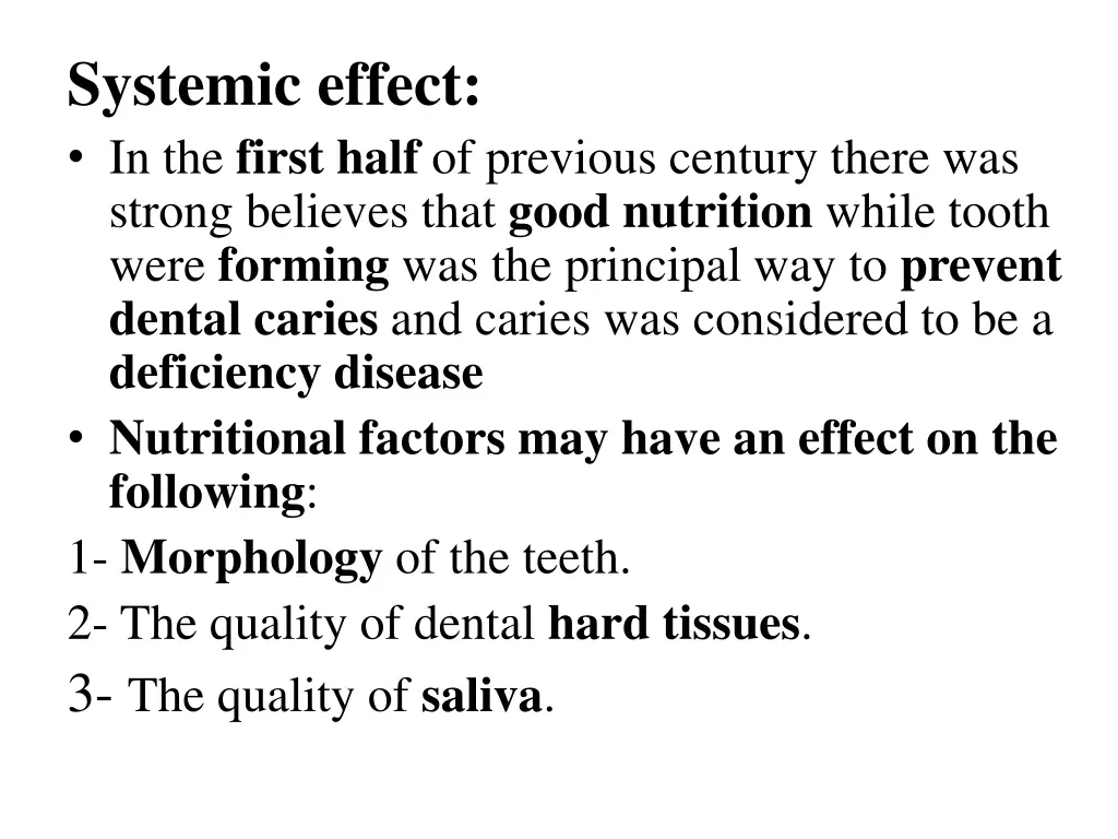 systemic effect in the first half of previous