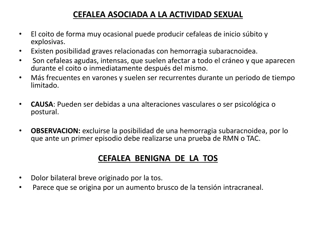 cefalea asociada a la actividad sexual