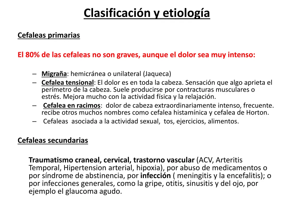 clasificaci n y etiolog a