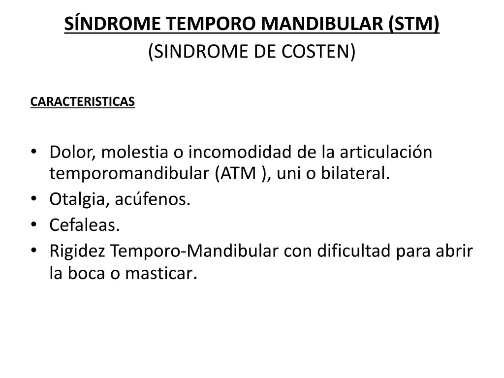 s ndrome temporo mandibular stm sindrome de costen