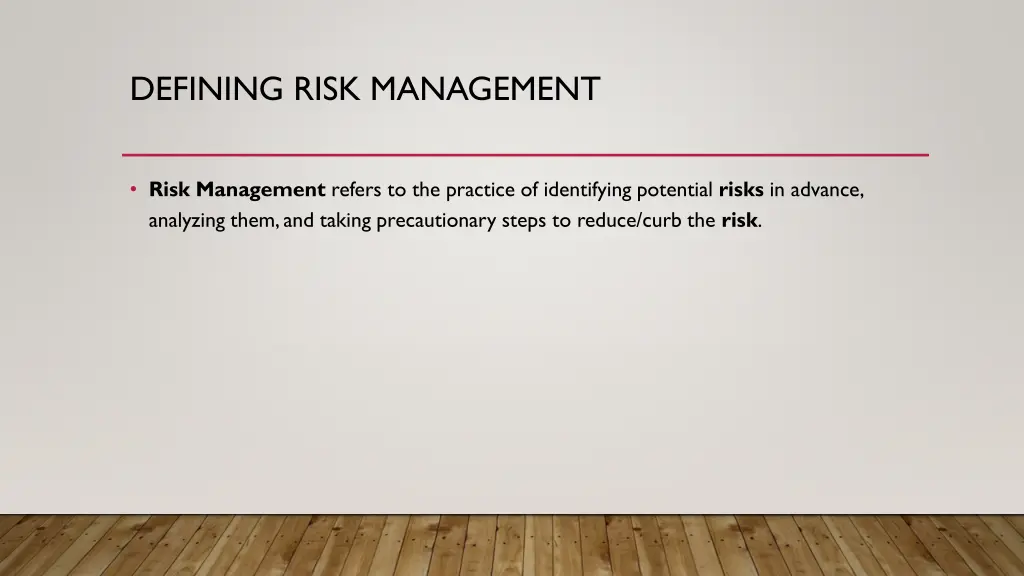 defining risk management