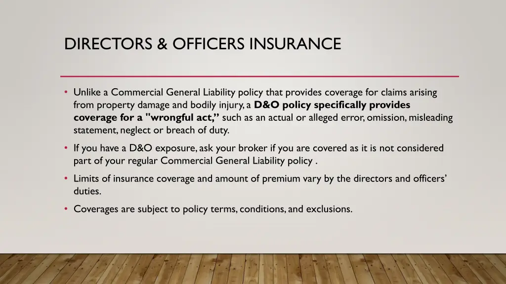 directors officers insurance