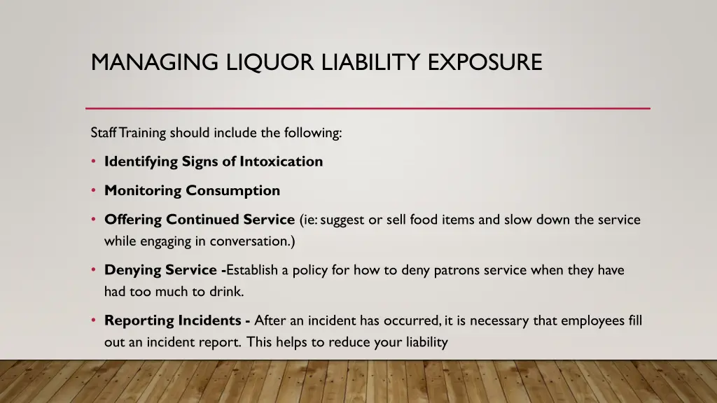 managing liquor liability exposure 1