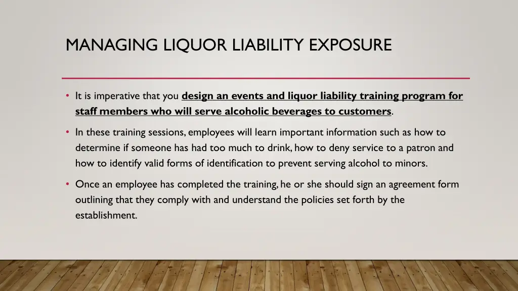 managing liquor liability exposure
