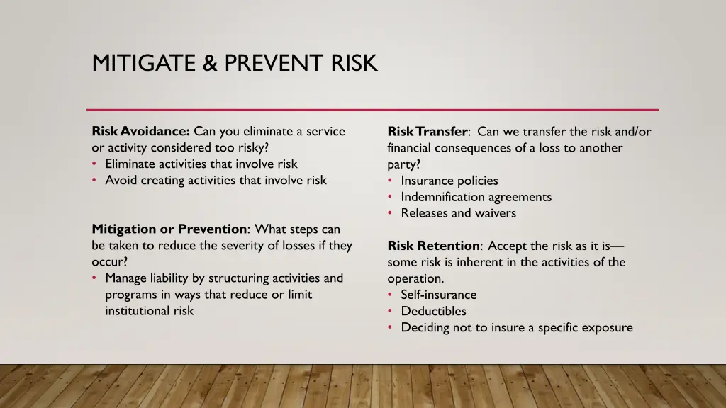 mitigate prevent risk