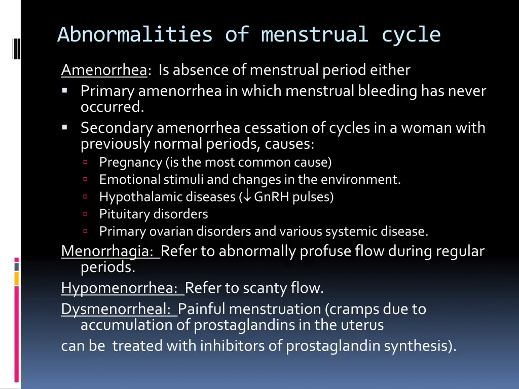 abnormalities of menstrual cycle