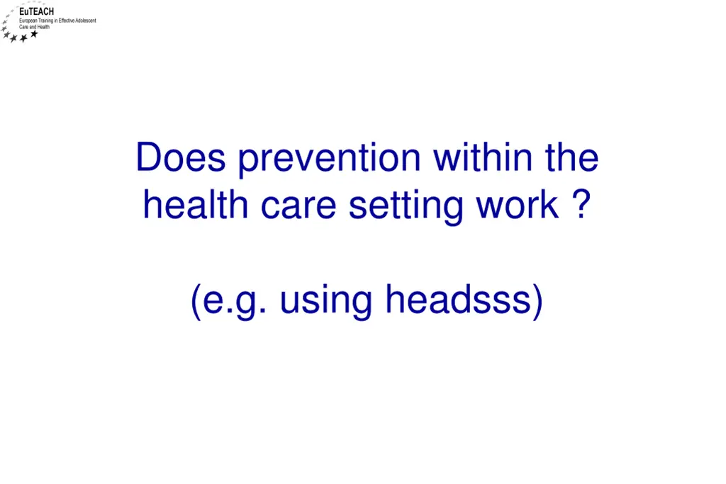 does prevention within the health care setting
