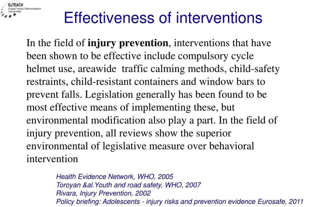 effectiveness of interventions