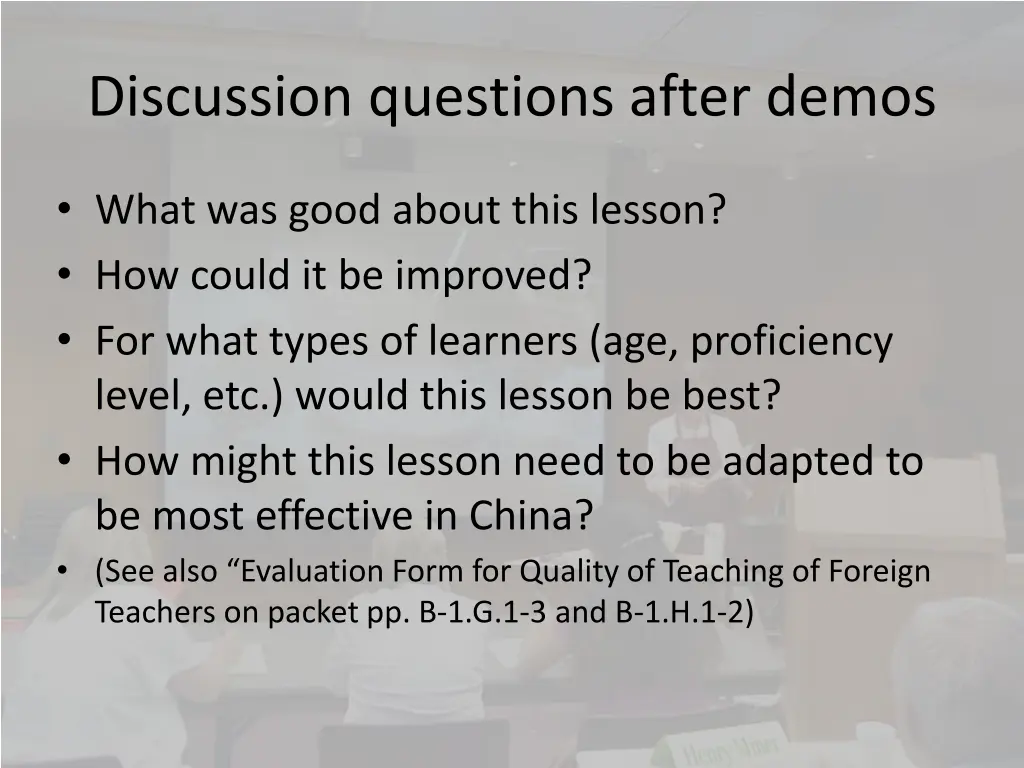discussion questions after demos
