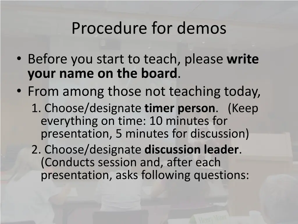 procedure for demos